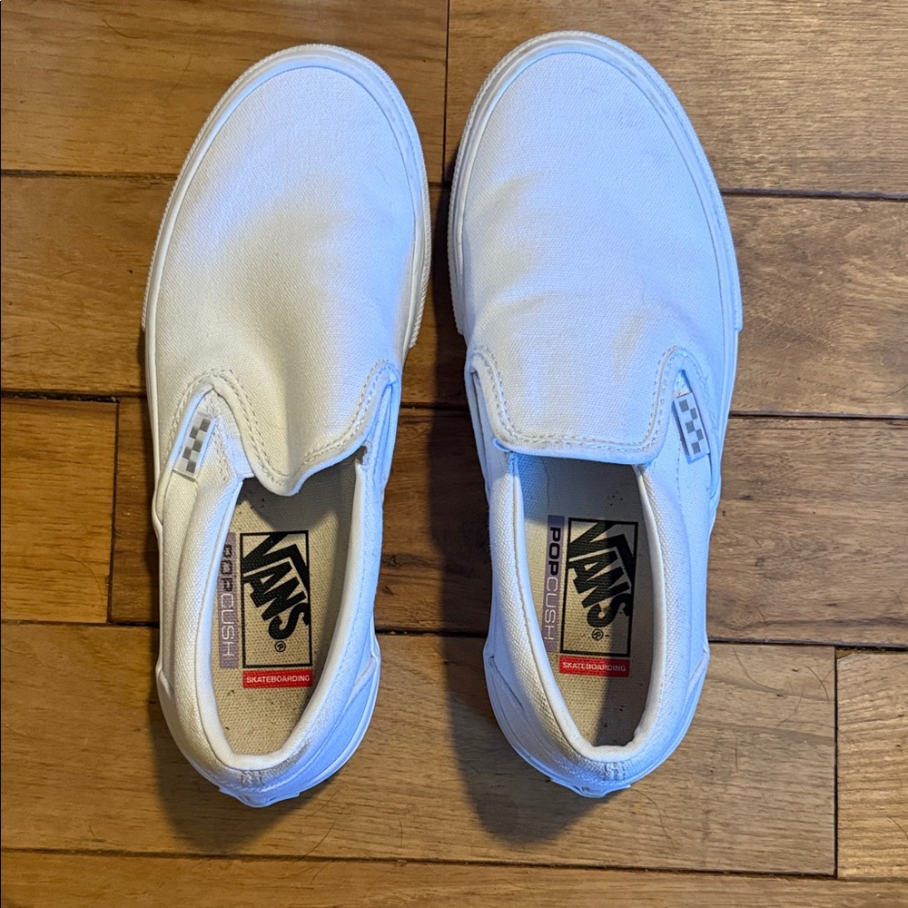 Vans Classic White Canvas Slip-Ons